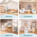 ROBUD Wooden Dollhouse Furniture Set, 23 Pcs Dollhouse Accessories, Miniature Furniture Including 5 Room Kits, Dollhouse Furniture Pretend Play Toys for Boys, Girls & Toddlers, 3+