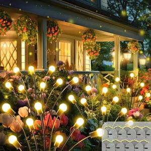 BOSSERN Solar Lights Outdoor Waterproof, 10 Pack Solar Garden Lights, Firefly Light Outdoor Waterproof, Twinkle Swaying Fairy Light for Yard Patio Pathway Garden Decoration (Warm White)