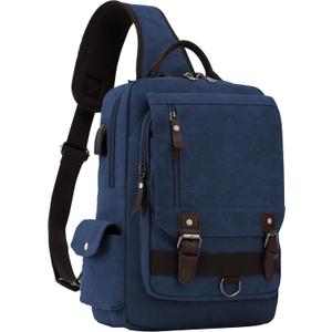 Leaper Retro Crossbody Bag Sling Bag Canvas Messenger Bag for Men Women Shoulder Bag Crossbody Handbags Satchel Travel Bag (XXL-Large, Dark Blue 3)