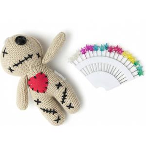 Voodoo Doll with 18 Pins, Creepy Horror Plush Stress Relief Halloween Decoration & Funny Gag Gift for Friends, Office & Party for Adult