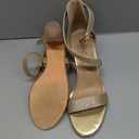 IDIFU Women's Strappy Chunky Block Heels Open Toe Heeled Sandals, size 8 (Gold)