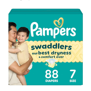 Pampers Swaddlers Diapers, Size 7 (2650 lbs), 88 Count, Absorbent, Keeps Baby Dry and Comfortable, Skin Safe Disposable Baby Diaper
