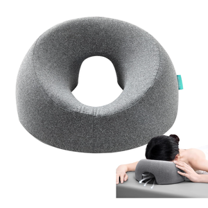 Face Down Pillow for Massage Table, Massage Headrest for Bed, Stomach Sleeping Pillow with Face Cradle Pad, BBL Pillow After Surgery Post Eye Surgery Recovery, Massage Pillow with Removable Cover Grey