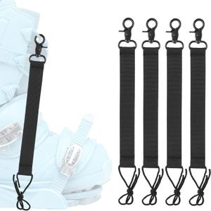 4pcs Snowboard Short Leash with Key Ring, 25cm/9.84in Polyester Ski Leash Safety Harness Snowboard Binding Straps for Men Women