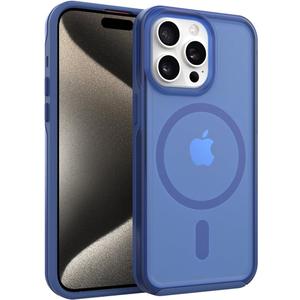 ArtsEvo Strong Magnetic for iPhone 15 Pro Max Case, Compatible with MagSafe, 360 Military-Grade Protection, Slim Translucent Matte Phone Case, Blue