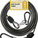 Petbobi Heavy Duty Dog Tie Out Cable Up to 300Lbs - 30FT Extra Strong Wire Cable for Large Pets - Rust Proof Dog Leash with Carabiners and 360 Swivel - Chain Leads for Yard Camping Outside