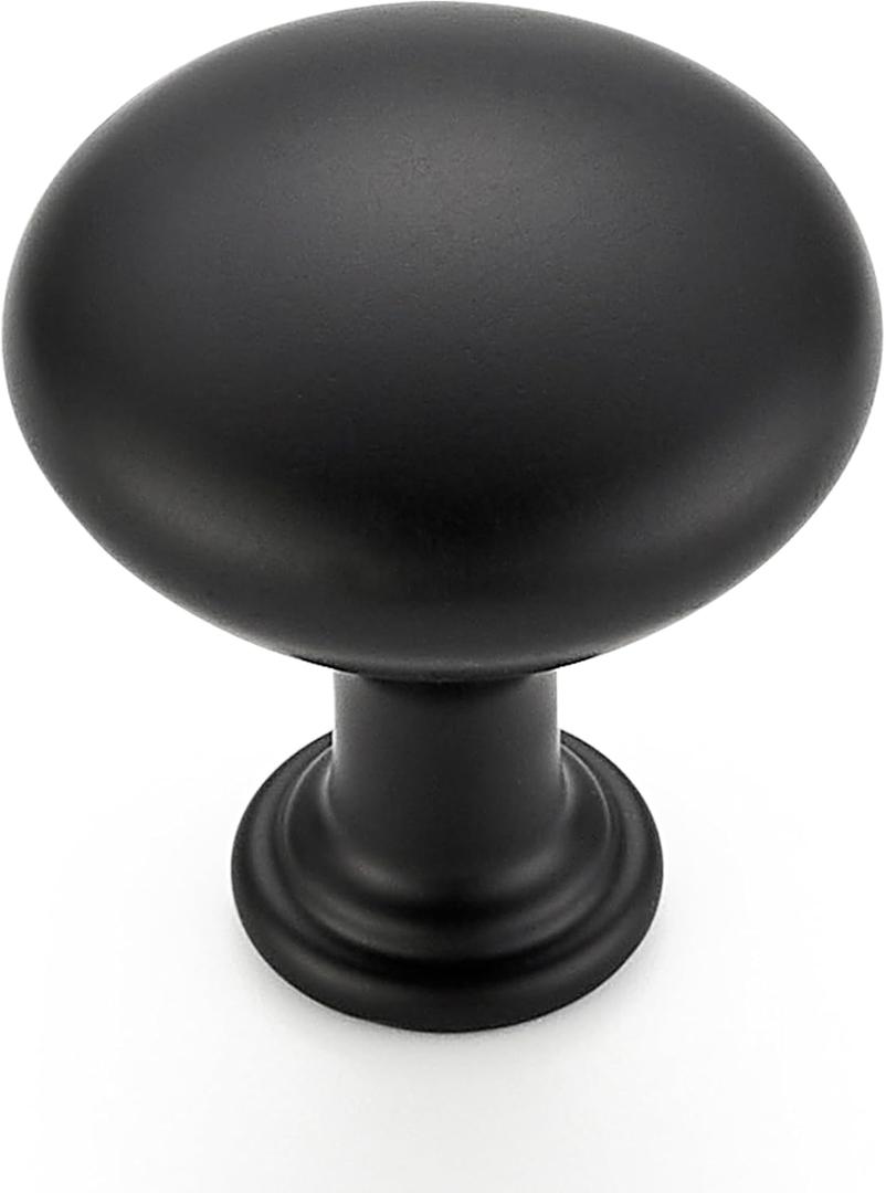 Pack of 1, 1 Inch Diameter Matte Black Mini Round Solid Kitchen Cabinet Knobs Drawer Pulls for Dresser Closet Door Knobs Drawer Cabinets