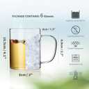 HORLIMER 15 oz Glass Coffee Mugs Set of 6, Clear Coffee Cup with Handle for Tea Cappuccino Latte Milk Juice Hot and Cold Beverages