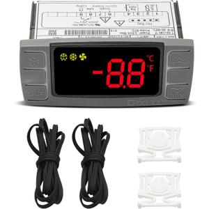 for Dixell XR02CX-4N1F1 Temperature Controller, Replace for Dixell Temperature Controller Fit for 120V 50-60hz Commercial Refrigerators/Freezer, with Temperature Sensor Probes & Clasp