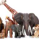 BOLZRA Safari Zoo Animals Figures Toys, 14 Piece Realistic Jungle Animal Figurines, African Wild Plastic Animals with Lion, Elephant, Giraffe Educational Learning Playset for Toddlers, Kids, Children