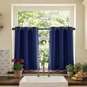 RYB HOME Kitchen Curtains 36 Inch Length 2 Panels Set - Blackout Cafe Curtains for Kitchen Window Over Sink, Thermal Insulated Small Window Privacy Drapes for RV Basement, W42xL36, Navy