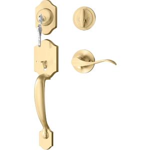 goldenwarm Front Door Handle and Deadbolt Set, Gold Front Door Lock Set with Reversible Handle Lever, Classic Brass Front Door Hardware, Front Door Handles and Locks (1 Pack)