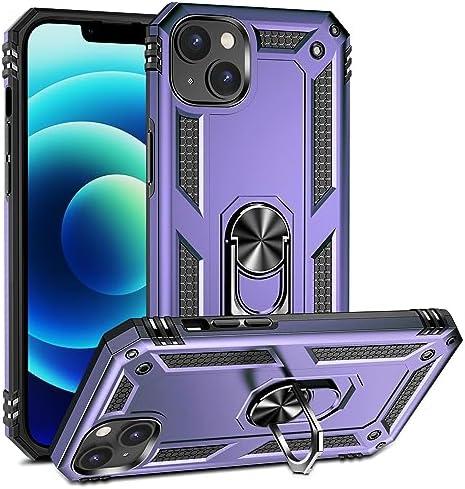 Korecase for iPhone 15 Case 15 Phone Cover with Finger Ring Holder Kickstand Military Grade Shockproof Heavy Duty Protective Cover for iPhone 15 6.1" Purple