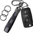 OHKYOOT Leather Car Keychain,Carabiner Clip Key Fob Keychain for Home Car Keys Women Men