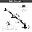 Handrail for Indoor Stairs - 8 Feet Wall Mount Industrial Iron Pipe - Metal Railing Non-Slip Grab Bar - Stairs Porch Deck Hand Rail Matte Black