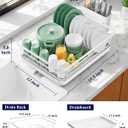 Kitsure Dish Drying Rack for Kitchen Counter, Stainless Steel Sink Organization and Storage Essentials with Cutlery Holder, Home and Appartment Decor, 12''W x 15.5''L, White