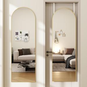Door Mirror, Arched Full Length Mirrors Over The Door, 14"x 48" Hanging Mirror, Wall Mirror, Full Body Mirrors, Gold