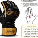 MoneyFyte Crown MMA Gloves for Men & Women Martial Arts Punching Bag Gloves, UFC Grappling Fighting & Kickboxing Gloves Pre-Curved Half Finger Boxing Sparring Glove