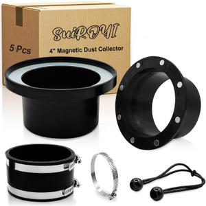 4 Inch Magnetic Dust Collection Fittings Super Magnetic Dust Collectors Kit with 8 Industrial-Grade N52 Magnets Double Rubber Gasket for Dust-Tight Seal Compatible with Shop Vac & Dust Collectors