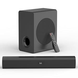 TV Surrounds Sound Bar Subwoofer, Home Theater Surround Sounds Bar, Sound Bars Bluetooth Surround Speakers 50W 2.1ch HDMI AUX OPT Home Audio Surrounds Sounds System TV PC Game Music/ Movie/ News, Black