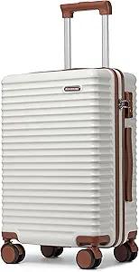 20-Inch Carry on Luggage,Carry-on Suitcase with Spinner Wheels and TSA Lock, 22x14x9 Airline Approved,Hardside Lightweight Travel Carry-on Luggage,Small Rolling Luggage (White, 20 IN)