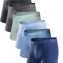 DAVID ARCHY Mens Underwear Boxer Briefs Breathable Soft Moisture-Wicking with Fly Underwear for Men Multipack (A8, 5.5'', Multicolor, 6 Pack)