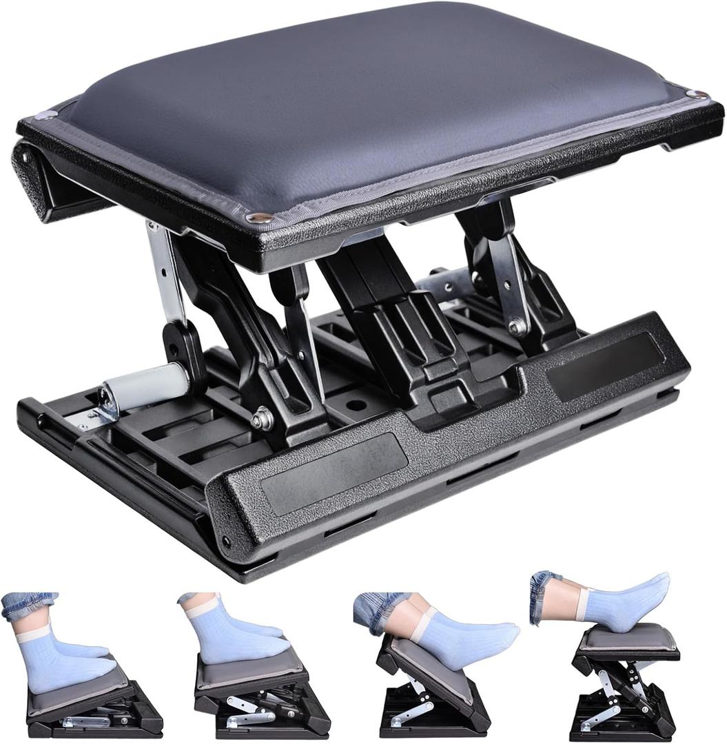 Scalebeard Foot Rest for Under Desk at Work,Height Adjustable Infinite Angle Under Desk Footrest,Ergonomic Foot Stools for Under Office Desk, Height Up to 10.6", Large 15.75" x 12.4" Panel