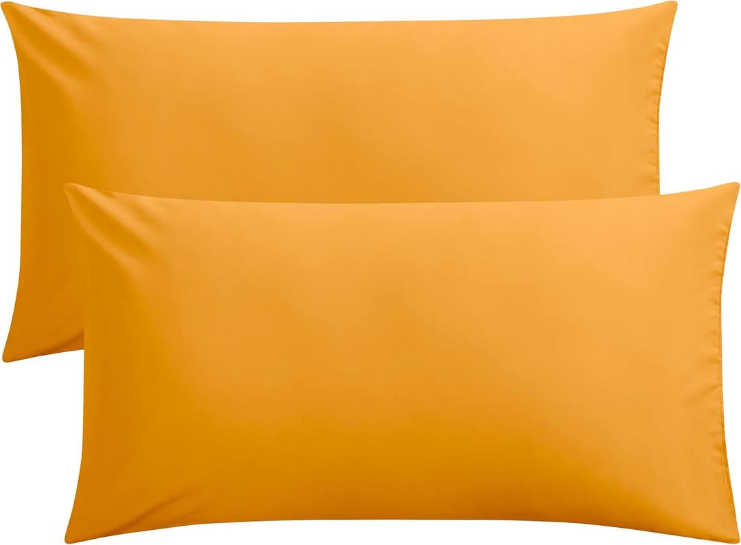 King Pillow Cases Set of 2, Soft Microfiber Pillow Covers with Envelope Closure, Wrinkle, Fade and Stain Resistant Pillowcases, 20x36, Ginger Yellow