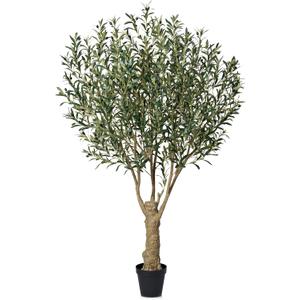Olive Tree Artificial 7FT Tall - UV Resistant Faux Olive Trees with Strong Trunk for Outdoor - Large Potted Silk Fake Plant for Indoor Home Living Room Office Patio Decor, VN160 (Green)