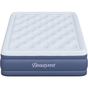 Beautyrest 17" Supreme Air Auto Shut-Off Air Mattress with Built-in SureLock Pump, Puncture-Resistant Dura-Vinyl, Raised Edge Support, Supports 650 lbs, Best for Home, Camping, Guests, Queen