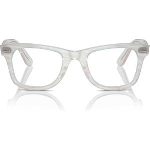 Ray-Ban Rx5121f Wayfarer Photochromic Low Bridge Fit Square Prescription Eyewear Frames (Photochromic Frame Striped Light Blue/Demo Lens)