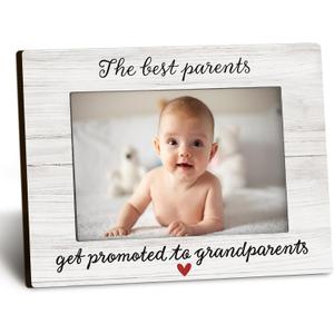 Grandparents 4x6 Picture Frame, Baby Announcement Pregnancy Photo Frame, Gifts for Grandparents from Grandkids,The Best Parents Get Promoted To Grandparents Photo Frames for Desk Shelf Decor