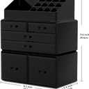 READAEER Makeup Organizer 3 Pieces Cosmetic Storage Case with 6 Drawers (Black)