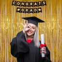 4 x Gold Tinsel Backdrop Party Decorations, Melsan 3.2 x 8 ft Foil Fringe Curtains for Birthday, Anniversary, Graduation, New Year Eve, Pack of 2