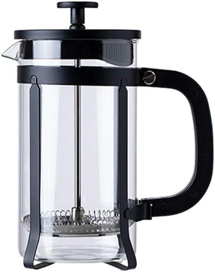 V-mouth Tea Maker Is Easy to Clean Removable Hand-pushed Coffee High Borosilicate Glass+304 Stainless Steel+nylon+TPR+iron Material Filter Suitable for Household Coffee Pot (Black)