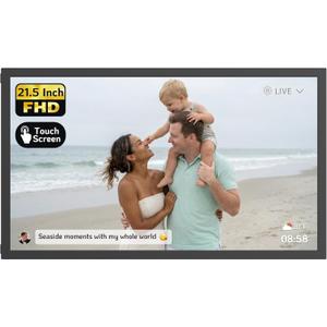 NexFoto 21.5" Digital Picture Frame, Touchscreen, Dual-Band Wi‑Fi, 64GB