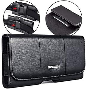 nuoku Samsung Galaxy S10 Plus Holster Galaxy S10 5G Galaxy S9 Plus S8 Plus Belt Pouch Clip Holster with ID Card for Samsung s10+ Plus/ S9+/ S8+ Note9 Note8 with Other Case On(XLBlack)