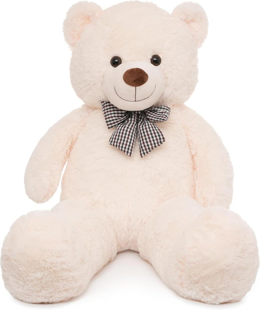 47 inch Big Giant Teddy Bear Stuffed Animals, White Cream Soft Plush Life Size Bear Toy All Ages Gift for Children/Girlfriend/Valentine's Day/Christmas/Birthday/Baby Shower/Wedding/Party Decorations