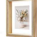8x10 Floating Picture Frame, Solid Pine Wood with Double Sided Real Glass, Fit 5x7 or Display Any Size Photo up to 8x10, Wall Hanging or Tabletop Free-Standing, Natural