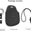 Jayanes Genuine Leather Key Fob Cover Compatible with Chevy Equinox Traverse Blazer EV GMC Terrain 2025 2024 and Buick Envision 2025-2021 Key Fob Case with Keychain & Lanyard (5 Buttons, Black)