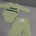 Douhoow Baby Boy St Patricks Day Outfit Infant Boy Girl My 1st St Patricks Embroidered Baby Sweatshirt Romper Pants Set (Light Green, 0-3 Months)