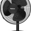 Holmes 12 Inch Oscillating Table Fan 3 Speeds 75 Degree Wide Angle Oscillation Adjustable 15 Degree Tilt Quiet Operation Home Office Bedroom Kitchen Black