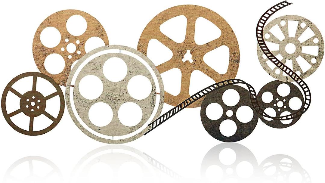 Moxweyeni Metal Movie Reel Wall Art Abstract Antique Movie Theater Decor Contemporary Decorative Wall Art Film Reel for Home Studio Decor(Colorful)