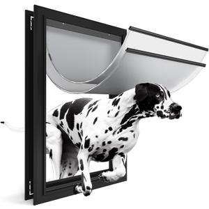 Extra Large Dog Door for Exterior Doors, Heavy Duty Aluminum Doggy Door for Extreme Weather, Cutout Size 14 1/2''W x 25 1/8''H, Giant Dog Door Up to 220 lbs, Lockable, Black