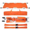 TrelaCo Folding Stretcher 81 x 21.3 x 5.4 Inch Aluminum Alloy Collapsible Gurney Emergency Portable Stretcher with Heavy Duty Handles Rubber Feet for Ambulance Patient Transport, Orange