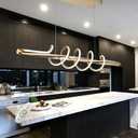 Luxury Led Chandelier,Dimmable Modern Chandelier Led Pendant Light,Gold Dining Room Chandelier Light Fixture for Kitchen Island Lighting with Remote, L39.37in