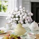 INQCMY Artificial Flowers 12pcs Ball Chrysanthemums for Weddings Silk with Stemsdiy Champagne Bouquets Indoor and Outdoor Decoration Kitchen Table Decor (White)