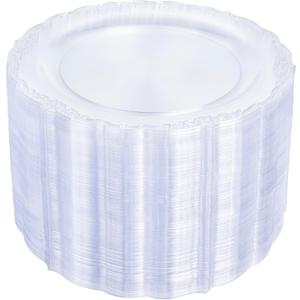 100 Pieces Clear Plastic Plates - 10.25 inch Clear Dinner Disposable Plates - Premium Hard Disposable Dinner Plates - Party Supplies for Birthdays, Celebrations, Wedding and Events