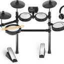 MOSEN Electric Drum Set with 4 Quiet Mesh Drum Pads, Cymbals, Sticks, Headphones, USB MIDI, Kick Pedal, 195+ Sounds and 25 Drum Kits for Beginner MED-X3