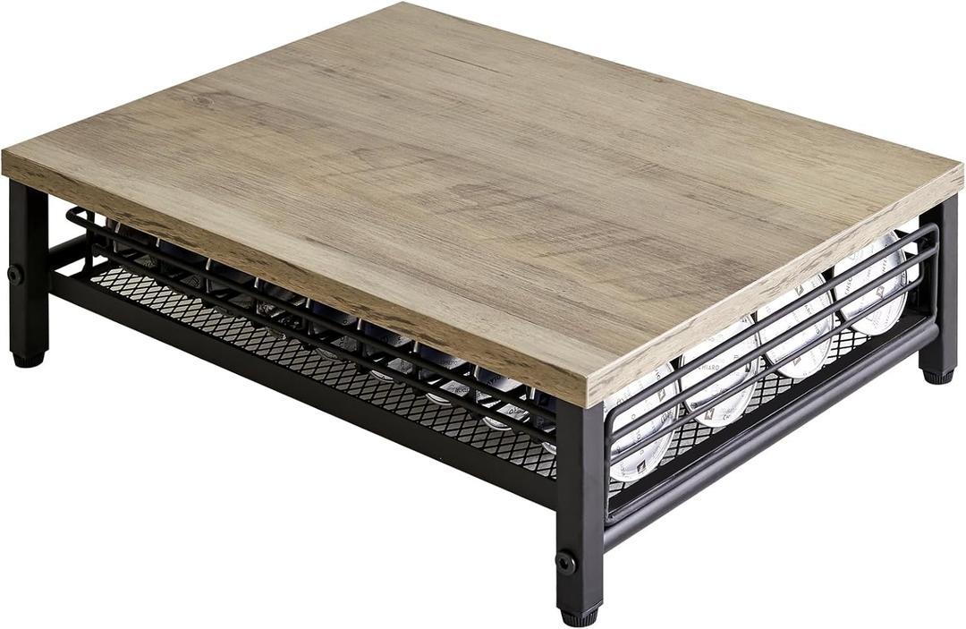 IBUYKE Wooden Coffee Pod Drawer Holder,Pod Holder,40 Capsule Pods,Coffee Pod Holder Drawer With Mesh Shelves,Home Kitchen Counter Organizer,Greige